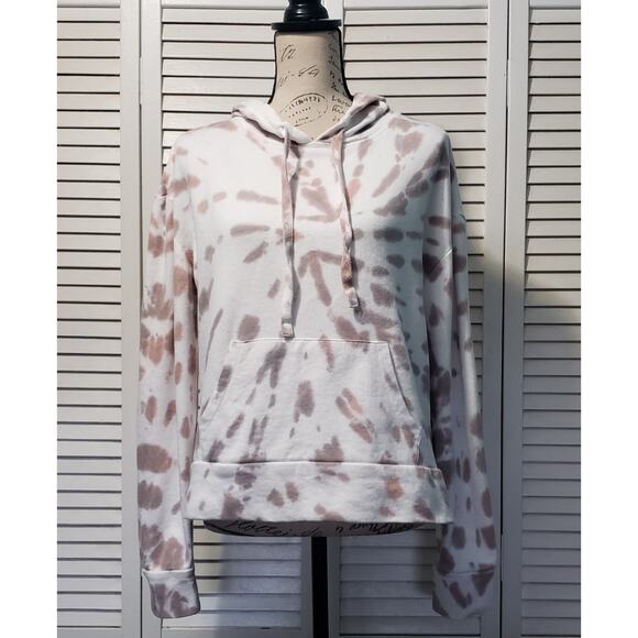 MNY Marc New York Performance Hoodie Women's Small White Pink Gray Tie Dye - Picture 1 of 8